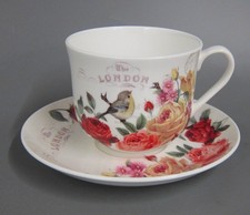 Jumbotasse Landscape Rosen + Vogel Dekor 