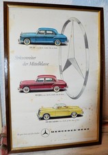 Original Mercedes-Benz Werbeplakat der 1950er Jahre, gerahmt
