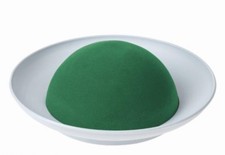 Halbe Steckschaum-Kugel m. weißem Teller 12 cm Steckmasse Steckmoos Steckschwamm