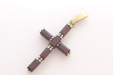 Anhänger 333 Gold 8 Karat Gelbgold pendantif Granat Kreuz pendant oro G3315/25
