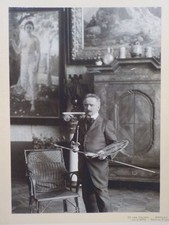 Der Kunstmaler OTTO SITZMANN im Atelier. Atelier Ed. van Delden, Breslau um 1910