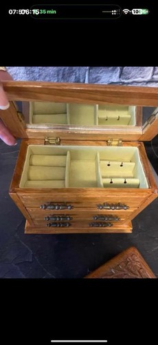 Große antike schmuck box holz - schmuck,