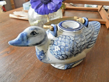Teekanne China Porzellan antik Ente blau L: 21cm