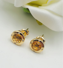 Citrin-Ohrstecker mit Brill.- 585er Gelb-Gold - je 1 Mandarin-Citrin + 4 Brill.