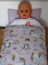 Puppenbettwäsche Einhorn