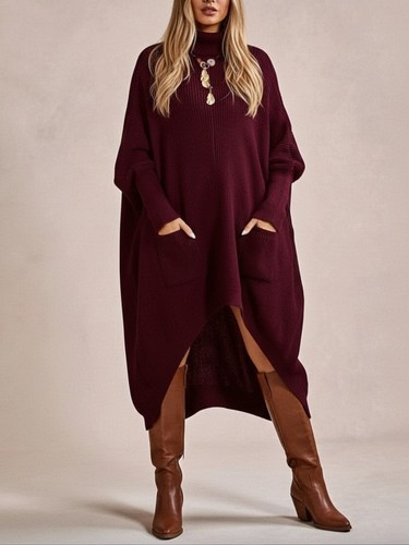 Pullover sweater kleid - kleid, taschen
