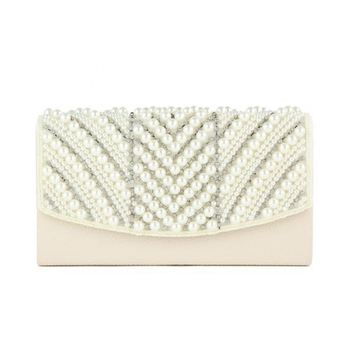 Creme kunstleder clutch tasche - kunstleder,
