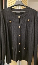 Cardigan Blazer Edel Strick Jacke Alfredo Pauly Schwarz Gold Knöpge 52 NEU ❤️