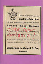 CHEMNITZ, Werbung 1934, Speiermann, Weigel & Co. Esweco-Esco-Escona Fahrrad