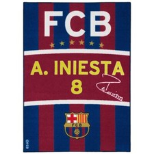 Fanteppich Spielteppich Barcelona Iniesta 95x133 blau rot gelb weiß (18,99€/1Stk