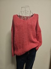 Neu Italy Warme Kuschel Strick Pullover Grob Pulli Oversize Pink 38 40 42