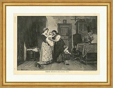 Ein Jahr alt nach Gemälde von Hugo Oehmichen Geburtstag Mutter Holzstich W 622