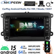 DAB+ 4+64GB CarPlay Android 15 Autoradio GPS Für VW Golf 5 6 Passat Polo Touran