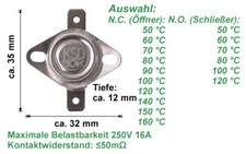 Thermoschalter Temperaturschalter Öffner Schliesser Temperaturbegrenzer 16A