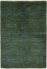 Gabbeh Teppich Orient Perser Rug Zollanvari Grün Schurwolle Pflanzenfarben Art