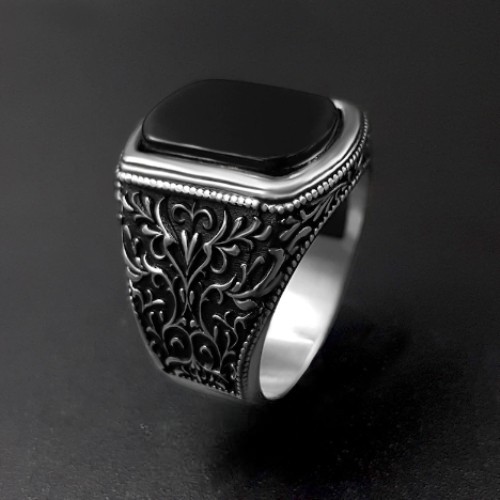 Schwarzer onyx herren ring - herren,