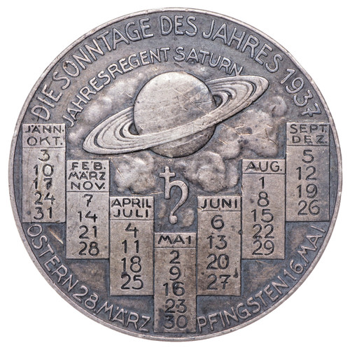 Kalendermedaille 1937 silber - kalendermedaille,