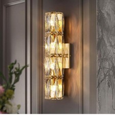 JUJUQI Moderne Kristall Wandleuchte, Gold Innen Wandlampe, passend für