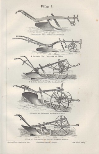 Lithografie 1906 pflüge - 1906:,
