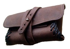 Tabak-tasche Tabakbeutel Farbe dunkelbraun neu Wickelband Drehertasche Echtleder