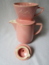 Melitta Minden Kaffeekanne Steinzeug 0,6l pastell rosa und Filter 101 Set gut
