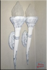 Wandlampe Lampe Fackel Set 2 x Wandleuchte Wandfackel Ägyptische Kunstharz 75 cm