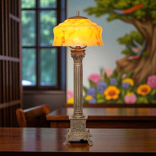 Klassische Art Nouveau Tischleuchte "ELBE" Messinglampe Unikat Tischlampe