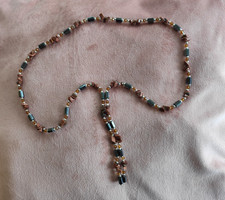 Magnet-Kette, Magnetstein, braune Glitzersplitter, Zwischensteine silber
