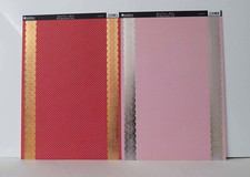  2 x Kanban Hintergrund Karton mit  Punkten Muster Rosa, Rot Gold/Silber Kante
