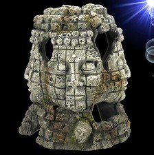 Aquarium Deko 🍀 RUINE MIT BUDDHA GESICHT 🍀 Höhle Terrarium Dekoration Zubehör