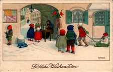 AK KÜNSTLERKARTE SIG. PAULI EBNER FRÖHLICHE WEIHNACHTEN COL. 1934