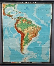 Karte Vintage Wandtafel Südamerika Rollbar Poster