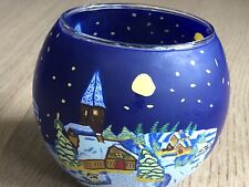 Leuchtglas/Windlicht groß D 11cm Hahn Kerzenfarm Wintermotiv - Top Zustand