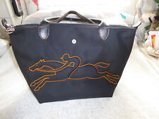 Longchamp Depose Tasche  M Reiterlogo schwarz lange Henkel