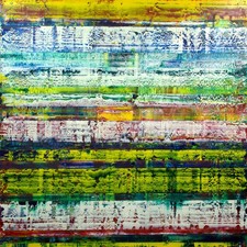 Abstraktes Gemälde "2018_16_120x120x5" im Stil Gerhard Richters. Öl auf Leinwand