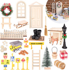 Wichteltür Set mit Miniatur Baustelle für Weihnachten Puppenhaus Tür Holz