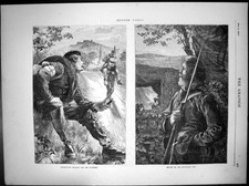 Original Old Antique Print