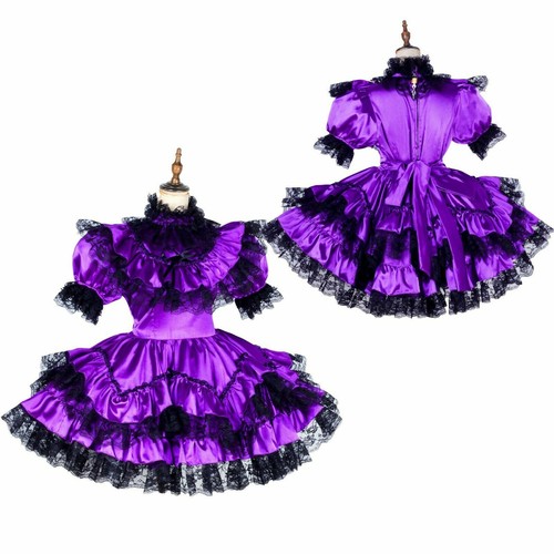 Sissy girl maid purple satin - girl,