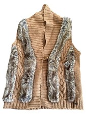 s.Oliver Damen Fellweste Gr. 38 M Braun Zopfmuster Angora Strick