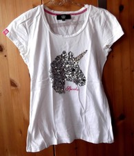 ? Gr. M  36-38 Spooks T-Shirt Weiß Unicorn Einhorn Pferd Reiten mit Pailletten