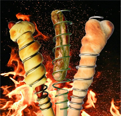Stockbrot spieß hot dog - stockbrot,