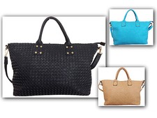 MODERNE GEFLOCHTENE FASHION TASCHE NEU ELEGANT STYLE SHOPPER MIT REIßVERSCHLUSS