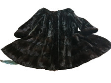 WAHNSINNS Nerzmantel Swinger 302cm Saum 42 L echt Pelz Mantel Jacke schwarzbraun