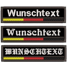 NAMENSSCHILD DEUTSCHLAND FLAGGE Wunschtext Name gestickt Biker Patch 12x3cm BRD 