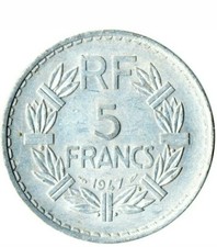 FRANCE 5 FRANCS COIN 1947.
