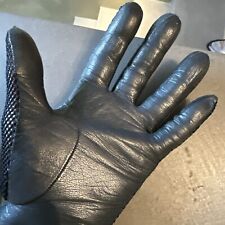 Damen Leder Netz Handschuhe Dunkelblau 