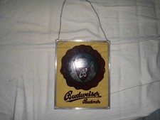 Budweiser Budvar Bier Fensterglas im Rahmen ca. 60er Jahre sehr selten Budweiser