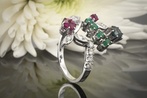 Ring rubin saphir - ring, smaragd