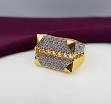 Massiver Goldring 22K Luxus Design Cuban Link Style Goldring CZ Heavy Look Ring