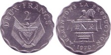 Ruanda 2 Francs 1970 Al r-395